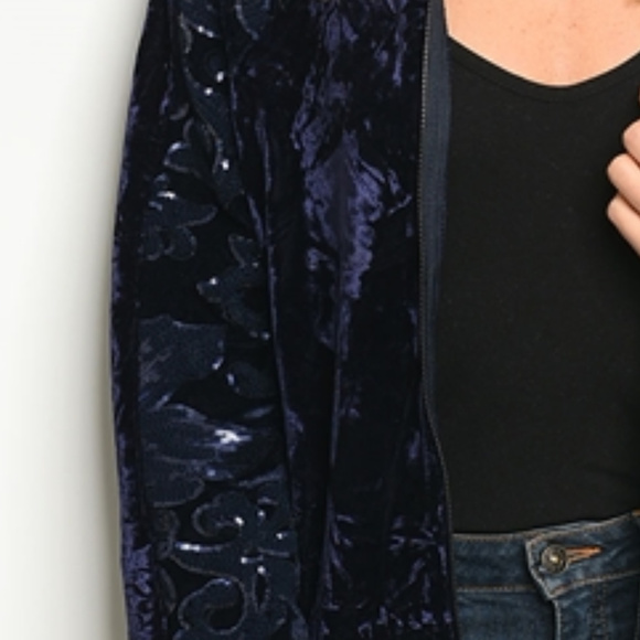 Velvet Bomber Jacket with Sequin Sleeves - Picture 4 of 4